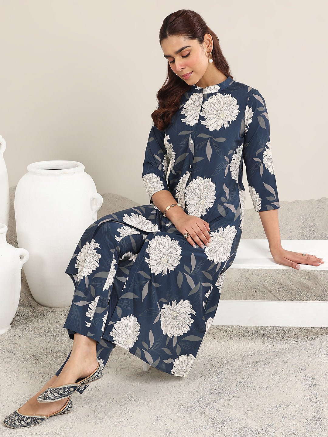 400005O_7Main_50612050-55b8-49f7-8738-35d3a8d00065.jpg Blue Printed Poly Crepe Cord Set - Image 1