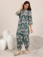Teal Printed Pure Cotton Cord Set