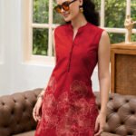 Red Printed Cotton Cord Set