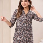 Beige Pure Cotton Floral Printed Straight Cord Set