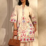 Off White Printed Cotton Blend Cord Set - Style 1473H